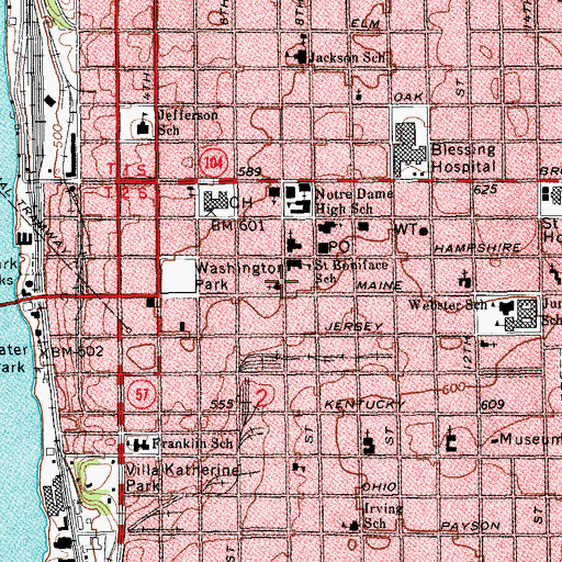 Topographic Map of Saint Boniface Roman Catholic Church, IL