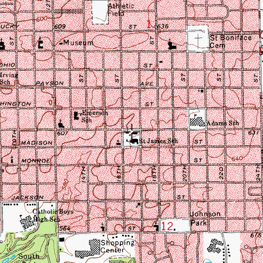 Topographic Map of Saint James Lutheran Church, IL