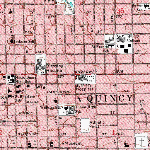 Topographic Map of Saint Johns Anglican Church, IL