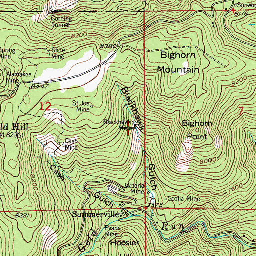 Topographic Map of Blackhawk Mine, CO