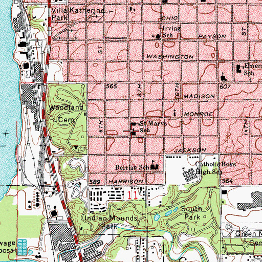 Topographic Map of Saint Marys Roman Catholic Church, IL