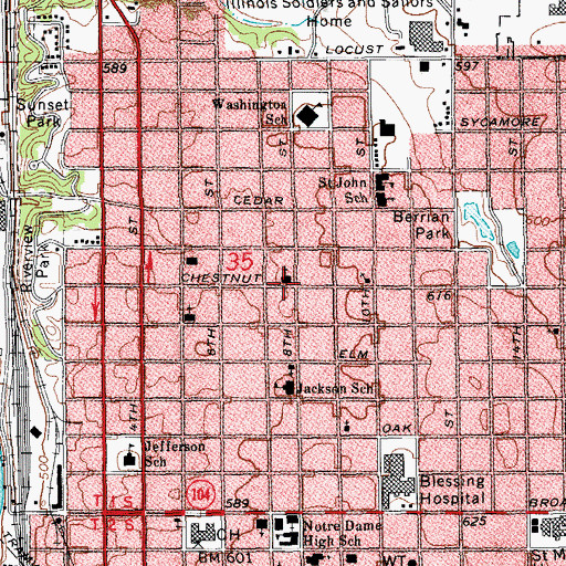 Topographic Map of Saint Rose of Lima Roman Catholic Church, IL