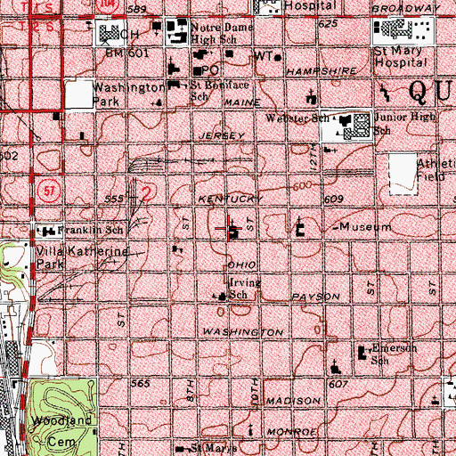 Topographic Map of Salem Evangelical United Church of Christ, IL