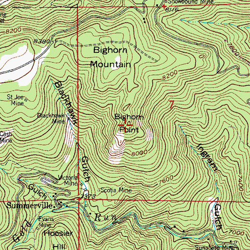 Topographic Map of Bighorn Mountain, CO