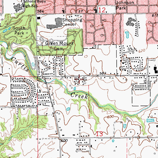 Topographic Map of Sunnybrook Meadows, IL