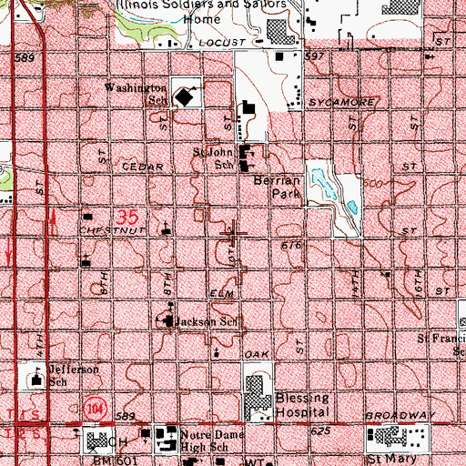 Topographic Map of Union Baptist Church, IL