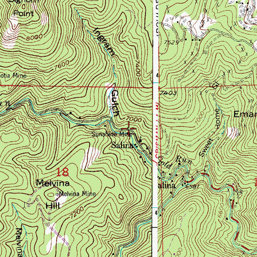 Topographic Map of Sunshine Mine, CO