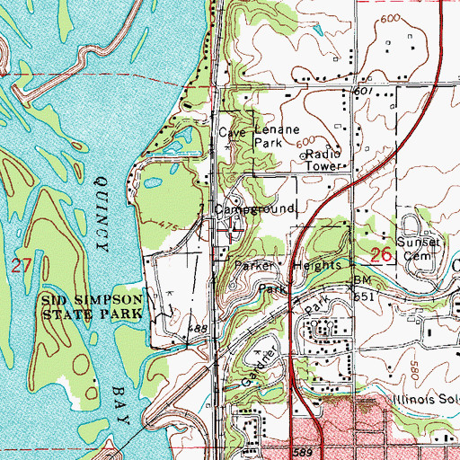 Topographic Map of Valley View Campground, IL