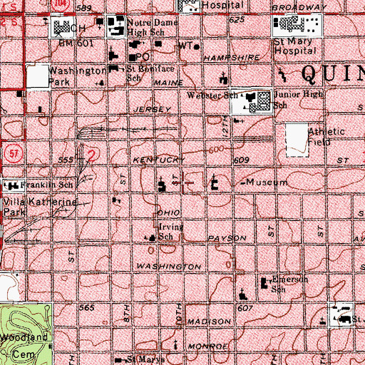 Topographic Map of Vineyard Christian Fellowship Church, IL