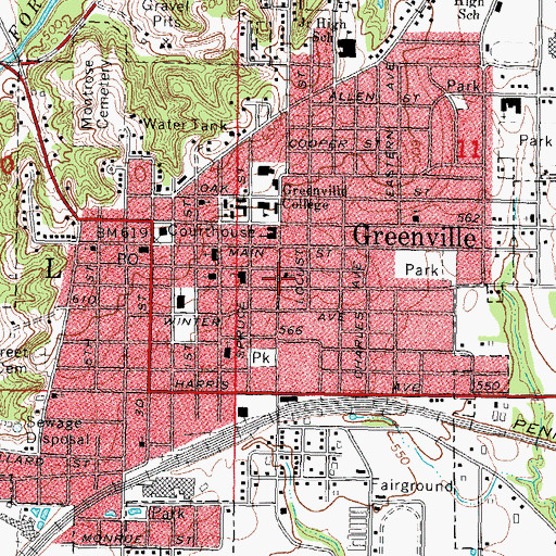 Topographic Map of Fellowship Baptist Church, IL