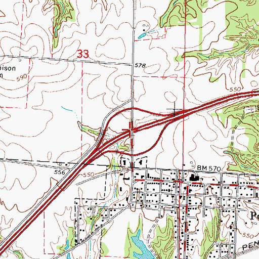 Topographic Map of Interchange 36, IL