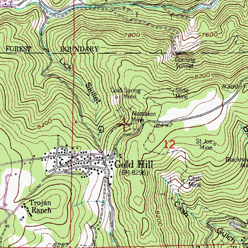 Topographic Map of Alamakee Mine, CO