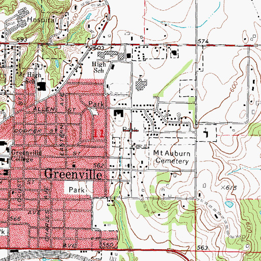 Topographic Map of Jaycee Park, IL