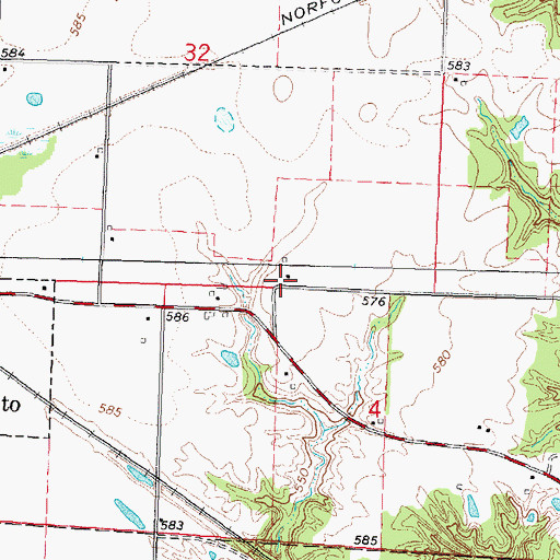 Topographic Map of Pleasant Prairie Post Office (historical), IL
