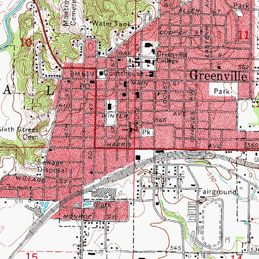 Topographic Map of Saint Lawrence Catholic Church, IL