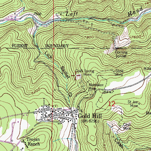 Topographic Map of Cold Spring Mine, CO