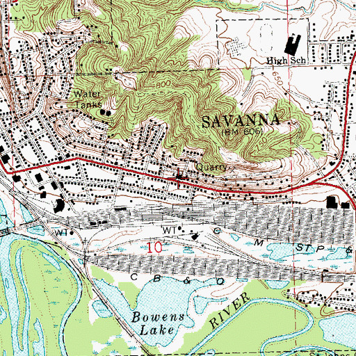 Topographic Map of Avenue School (historical), IL