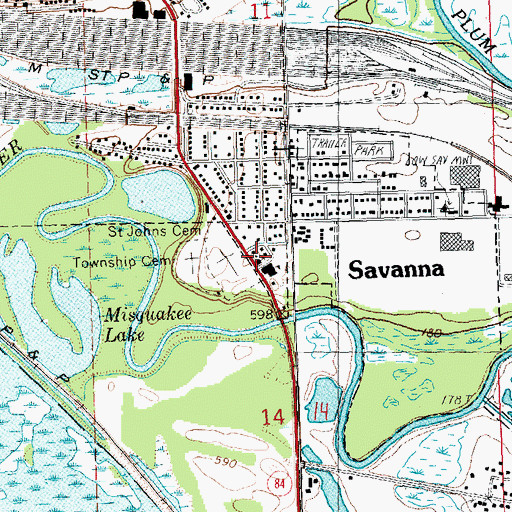 Topographic Map of Calvary Baptist Church, IL