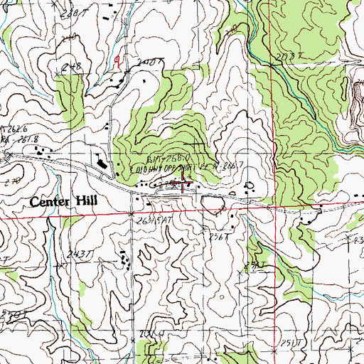 Topographic Map of Center Hill Cemetery, IL