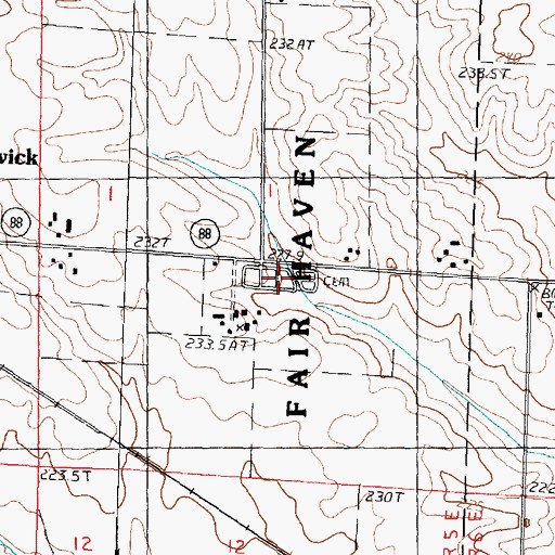 Topographic Map of Chadwick Methodist Cemetery, IL