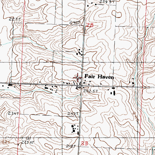 Topographic Map of Fairhaven Cemetery, IL