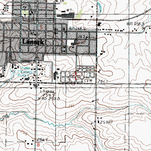 Topographic Map of Lanark City Cemetery, IL