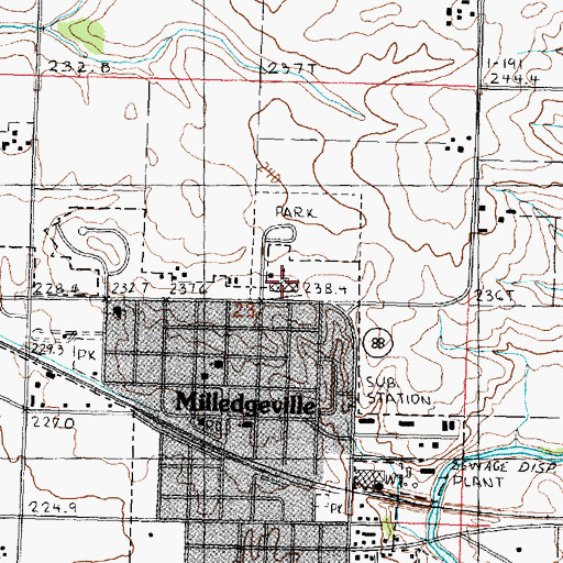 Topographic Map of Milledgeville Elementary School, IL