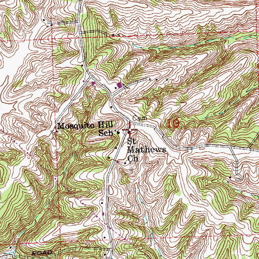 Topographic Map of Mosquito Hill Cemetery, IL