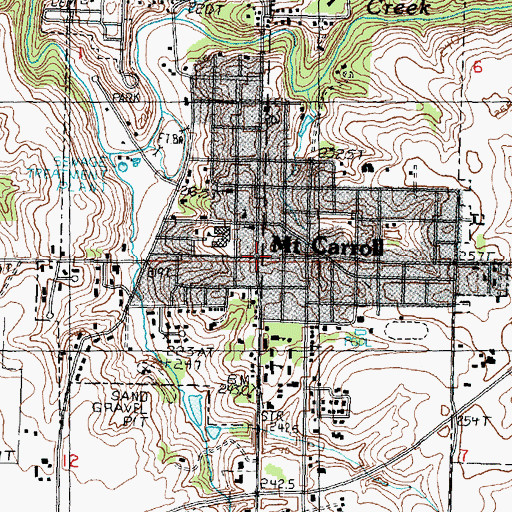 Topographic Map of Mount Carroll Historic District, IL