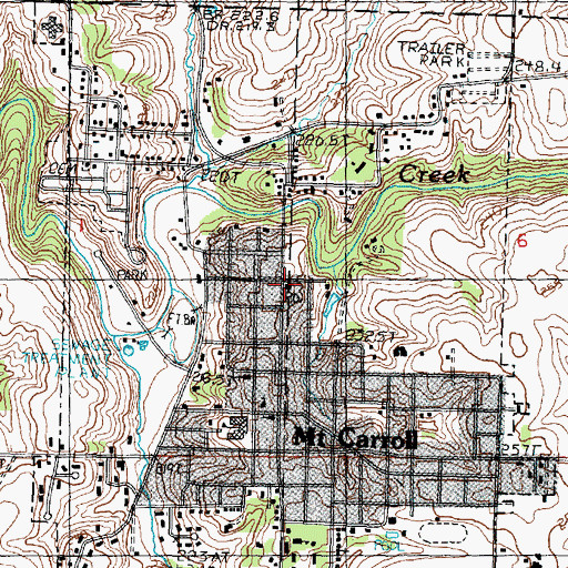 Topographic Map of Mount Carroll Post Office, IL