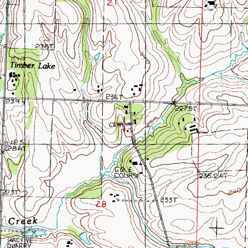 Topographic Map of Oakville Cemetery, IL