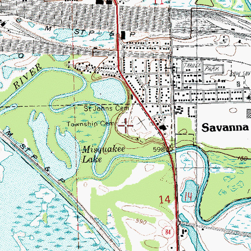 Topographic Map of Savanna Cemetery, IL