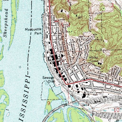 Topographic Map of Savanna Township Public Library, IL