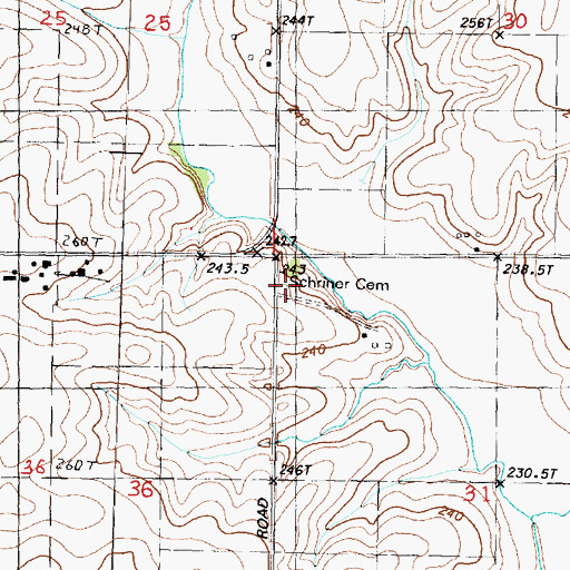 Topographic Map of Schriner Cemetery, IL