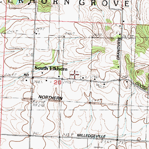 Topographic Map of South Elkhorn Methodist Cemetery, IL