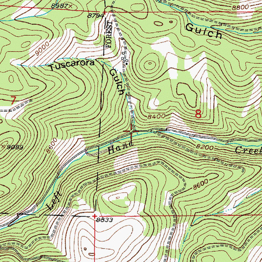 Topographic Map of Tuscarora Gulch, CO