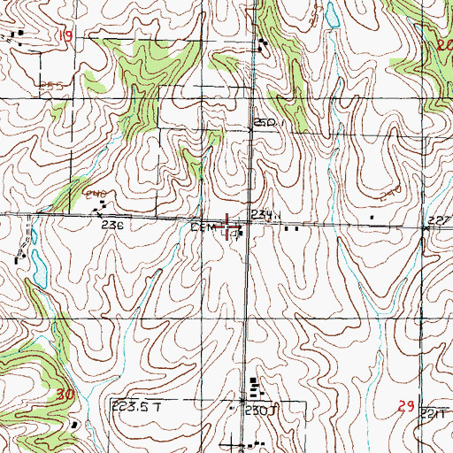 Topographic Map of Trinity Evangelical Lutheran Cemetery, IL