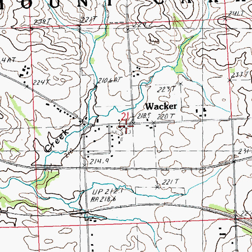 Topographic Map of Wacker Cemetery, IL