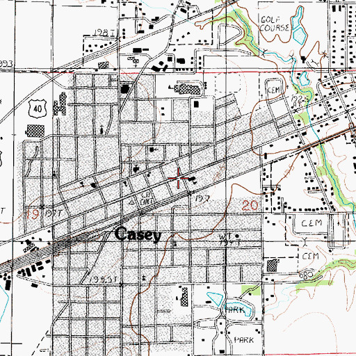 Topographic Map of Casey Township Library, IL