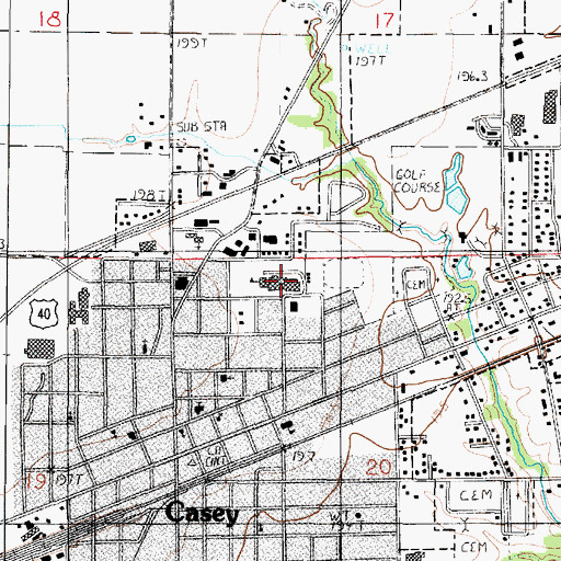 Topographic Map of Casey-Westfield High School, IL