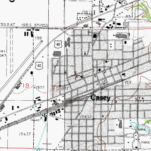 Topographic Map of Central Southern Baptist Church, IL