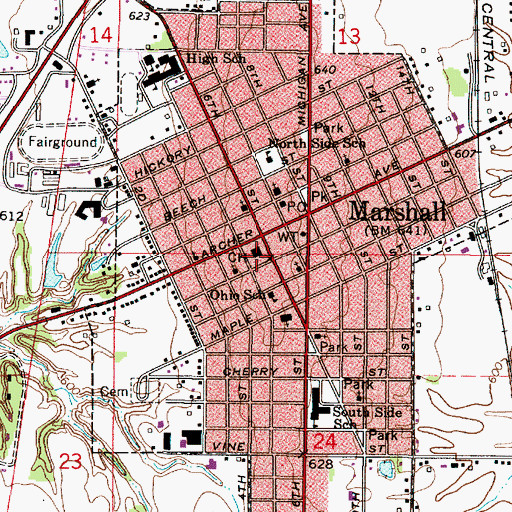 Topographic Map of Clark County Courthouse, IL