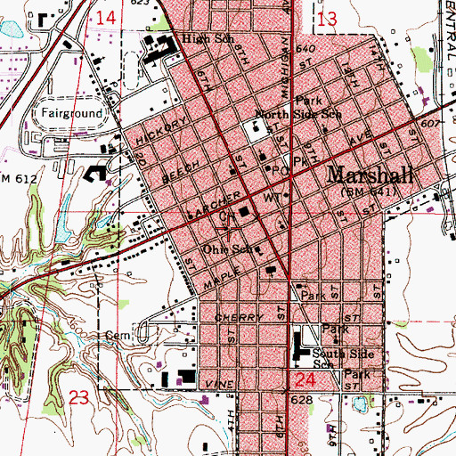 Topographic Map of First Christian Church, IL