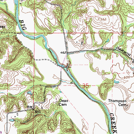 Topographic Map of Lick Branch, IL