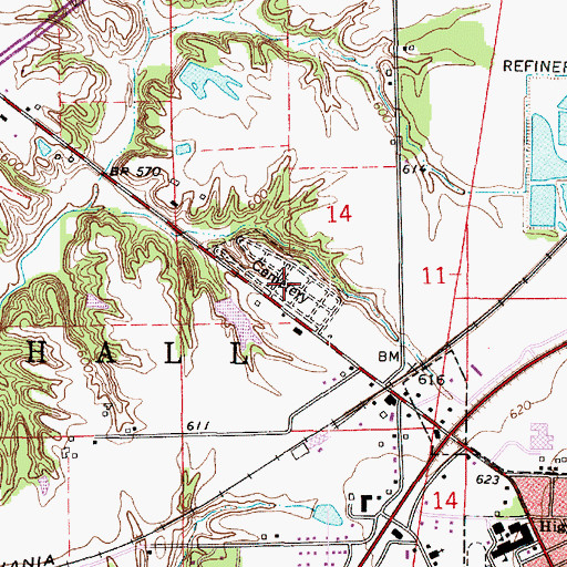 Topographic Map of Marshall Cemetery, IL