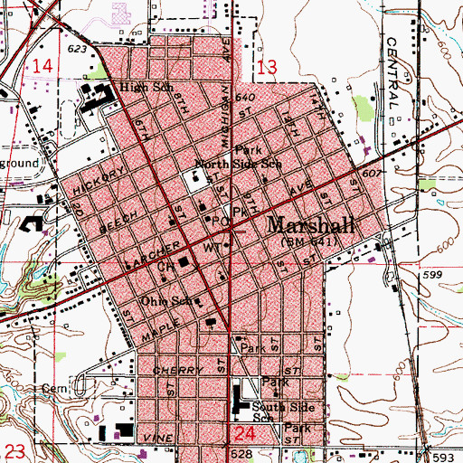 Topographic Map of Marshall City Hall, IL