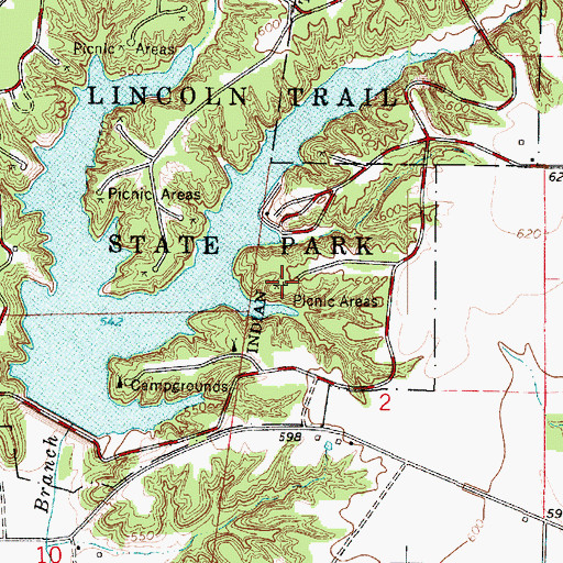 Topographic Map of Red Oak Picnic Area, IL