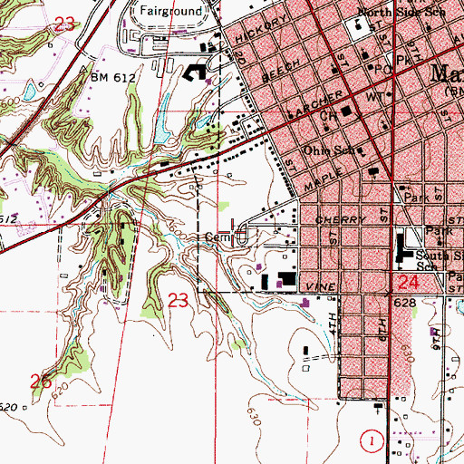 Topographic Map of Saint Marys Cemetery, IL