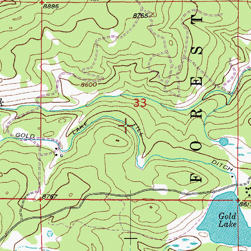 Topographic Map of Gold Lake Fill Ditch, CO
