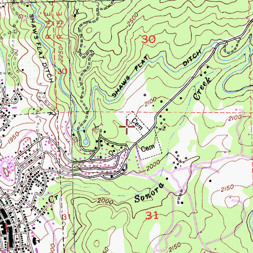 Topographic Map of Saint Patrick's Catholic Cemetery, CA